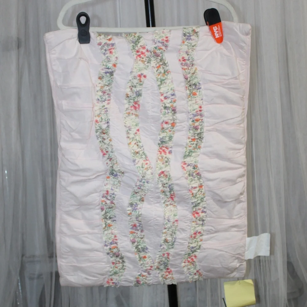 Williams Sonoma 100% Cotton Sheeting with raw edge wave pattern.  Hand Quilting